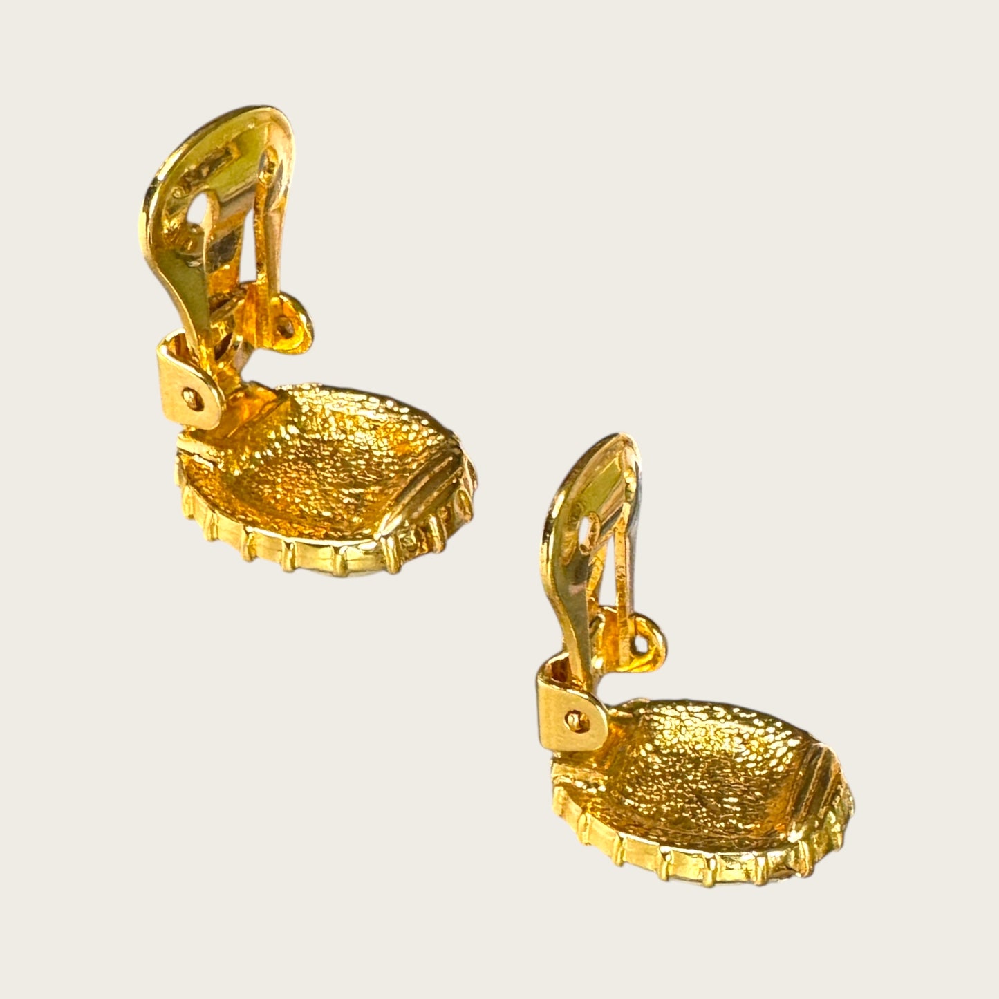 Vintage Vendôme Gold Tone Faux Pearl & Crystal Halo Clip-On Earrings