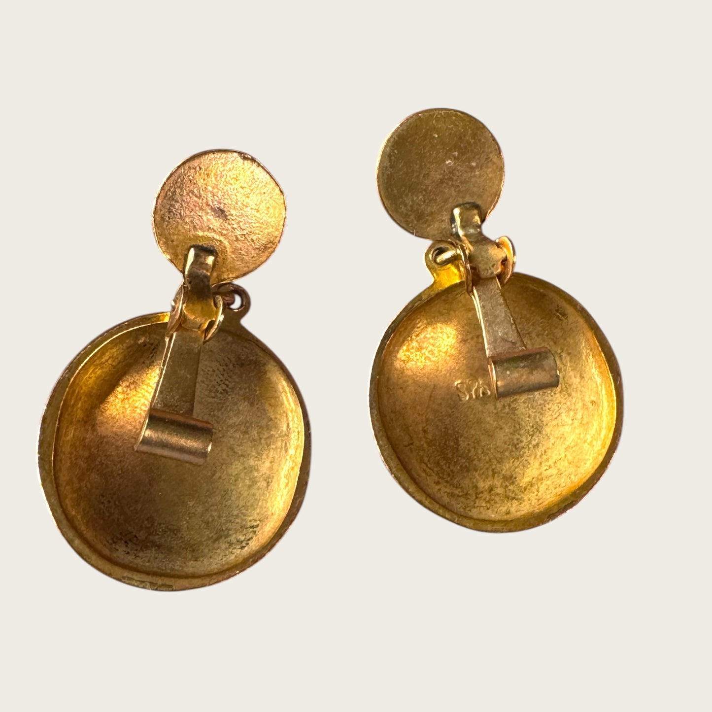 Vintage Spanish Articulated Medallion Clip-On Earrings