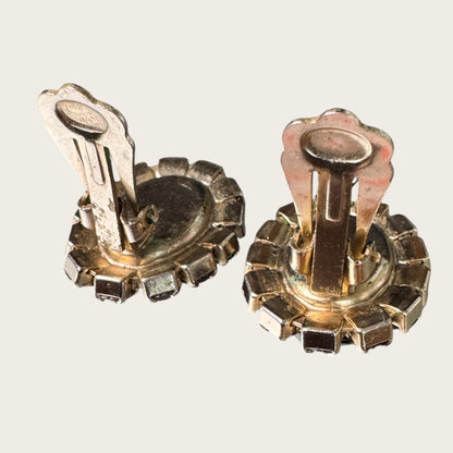 Mid-Century Purple Medley Foiled Rhinestone Clamper Bracelet & Earring Set