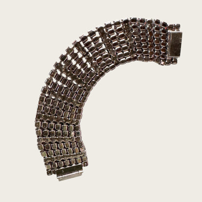 Vintage Gunmetal & Burnt Orange Rhinestone Statement Bracelet