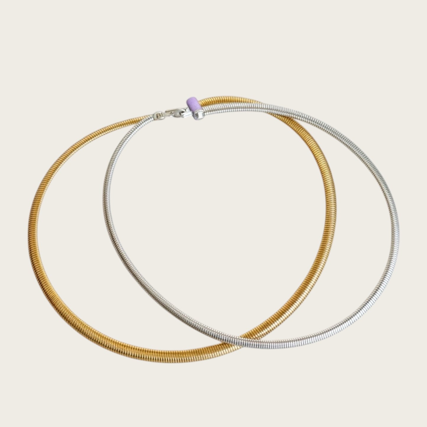 Vintage Monet Two-Tone Mixed Metal Double Omega Choker Necklace