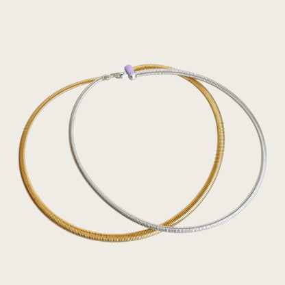 Vintage Monet Two-Tone Mixed Metal Double Omega Choker Necklace