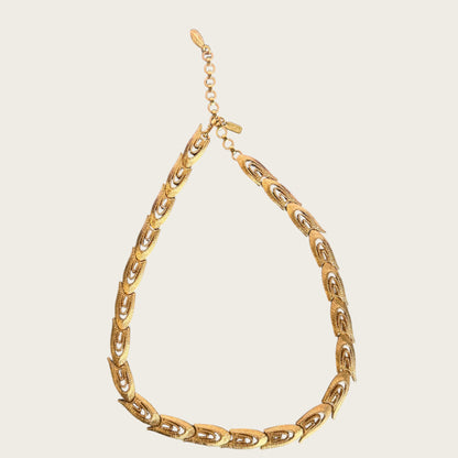 Vintage Monet Sculptural Openwork Articulated Gold Collar Necklace