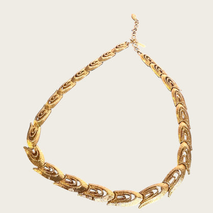 Vintage Monet Sculptural Openwork Articulated Gold Collar Necklace