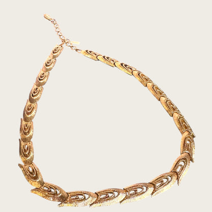 Vintage Monet Sculptural Openwork Articulated Gold Collar Necklace