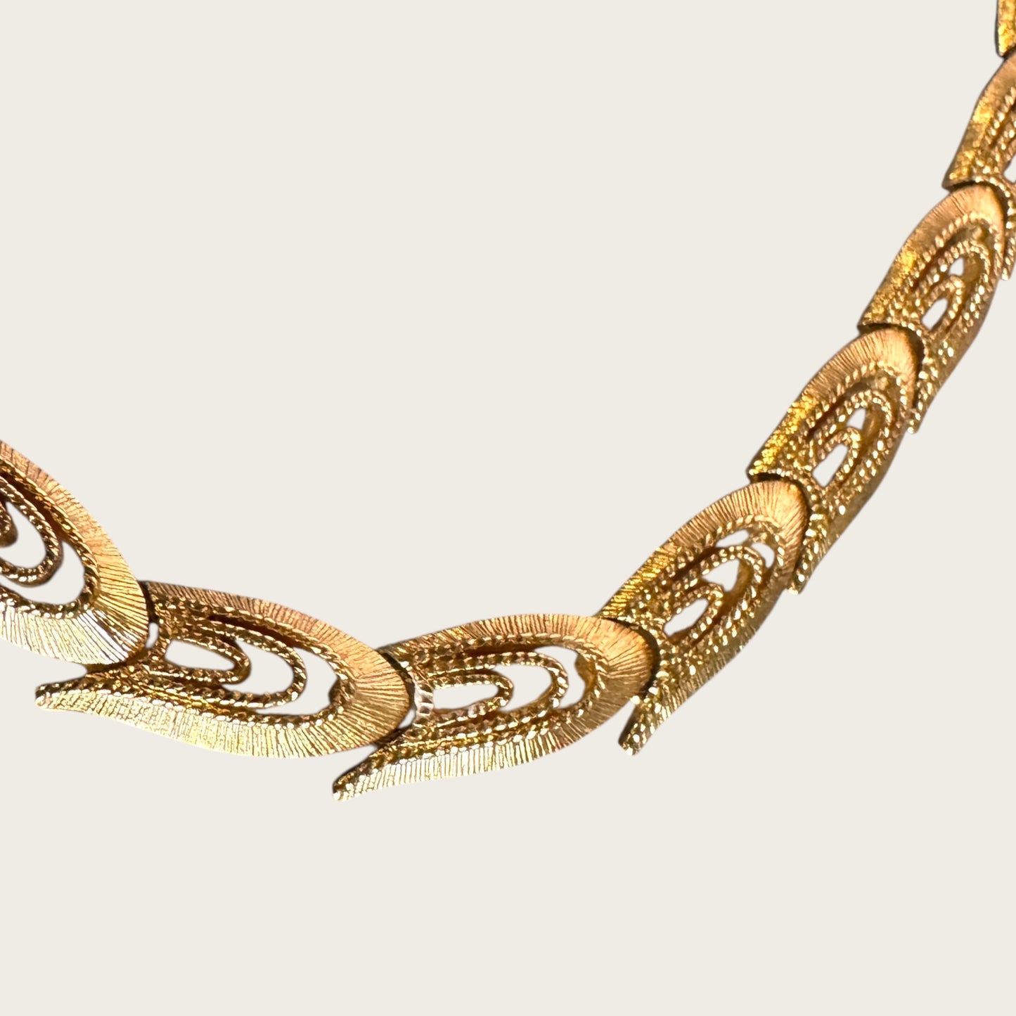 Vintage Monet Sculptural Openwork Articulated Gold Collar Necklace