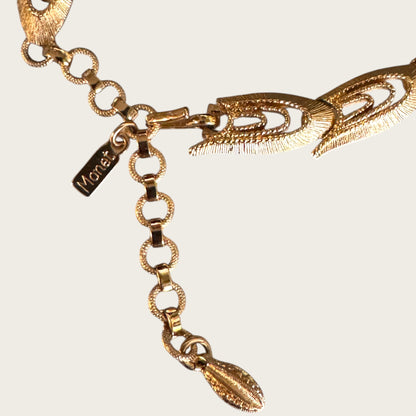 Vintage Monet Sculptural Openwork Articulated Gold Collar Necklace