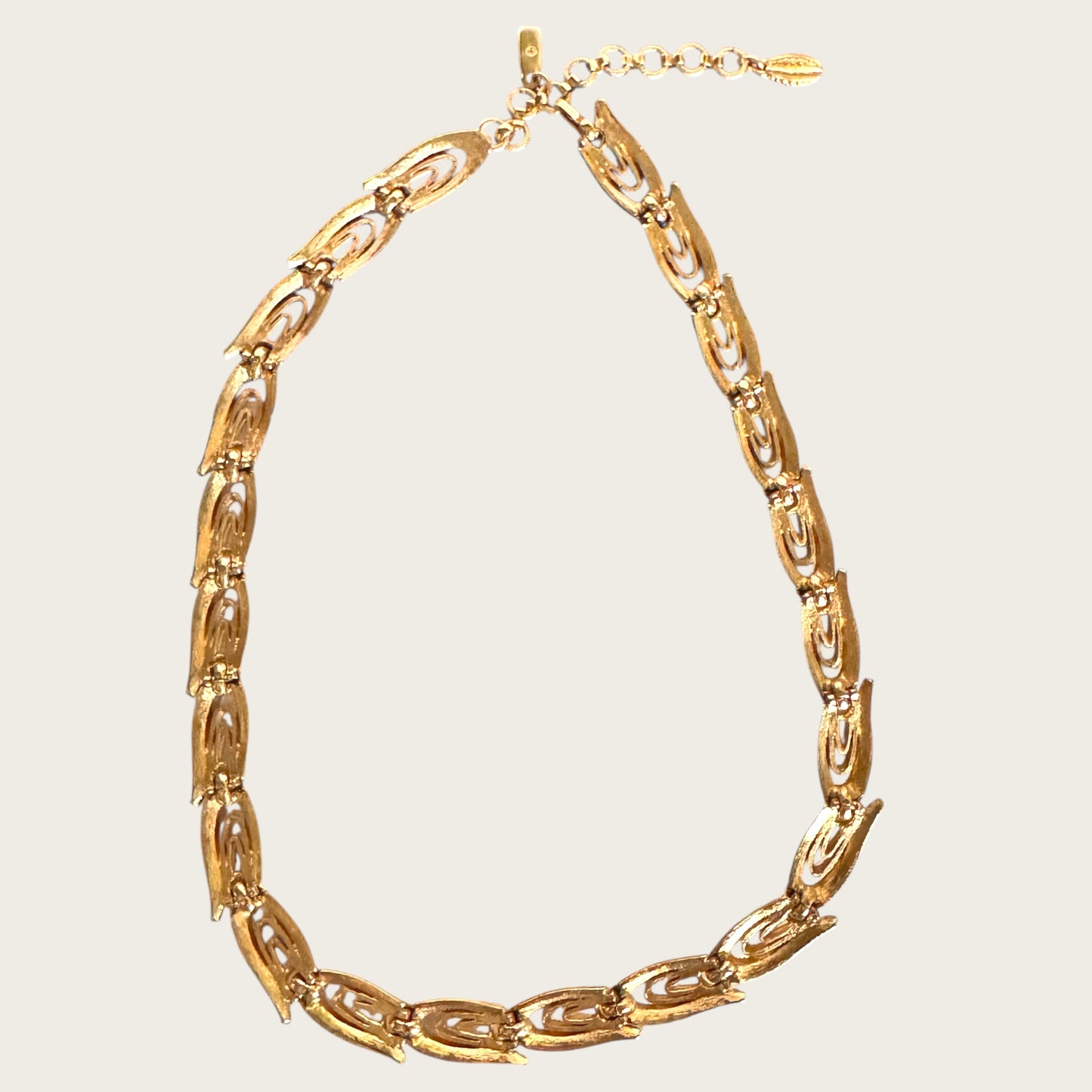 Vintage Monet Sculptural Openwork Articulated Gold Collar Necklace