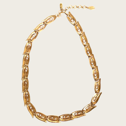Vintage Monet Sculptural Openwork Articulated Gold Collar Necklace
