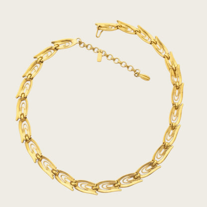 Vintage Monet Sculptural Openwork Articulated Gold Collar Necklace