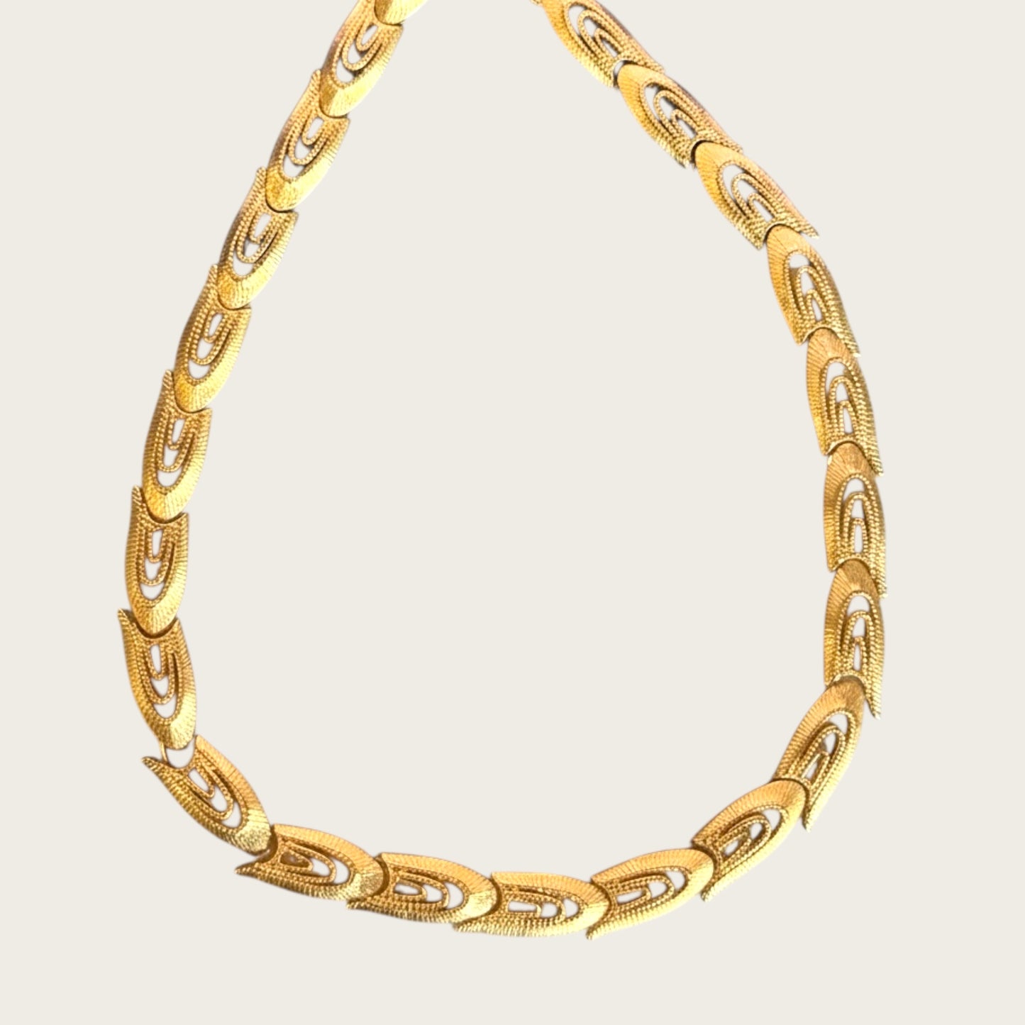 Vintage Monet Sculptural Openwork Articulated Gold Collar Necklace