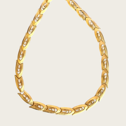 Vintage Monet Sculptural Openwork Articulated Gold Collar Necklace