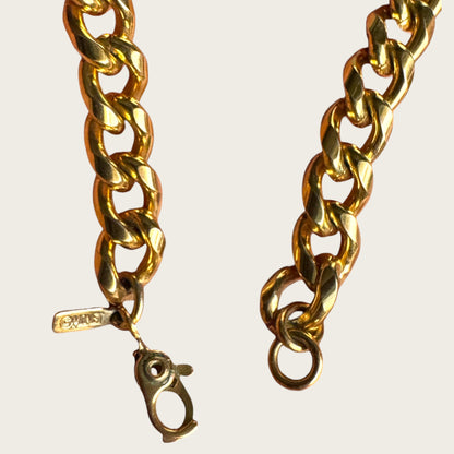 Vintage Monet Navy Enamel Twisted Collar Necklace in Sculpted Gold Tone