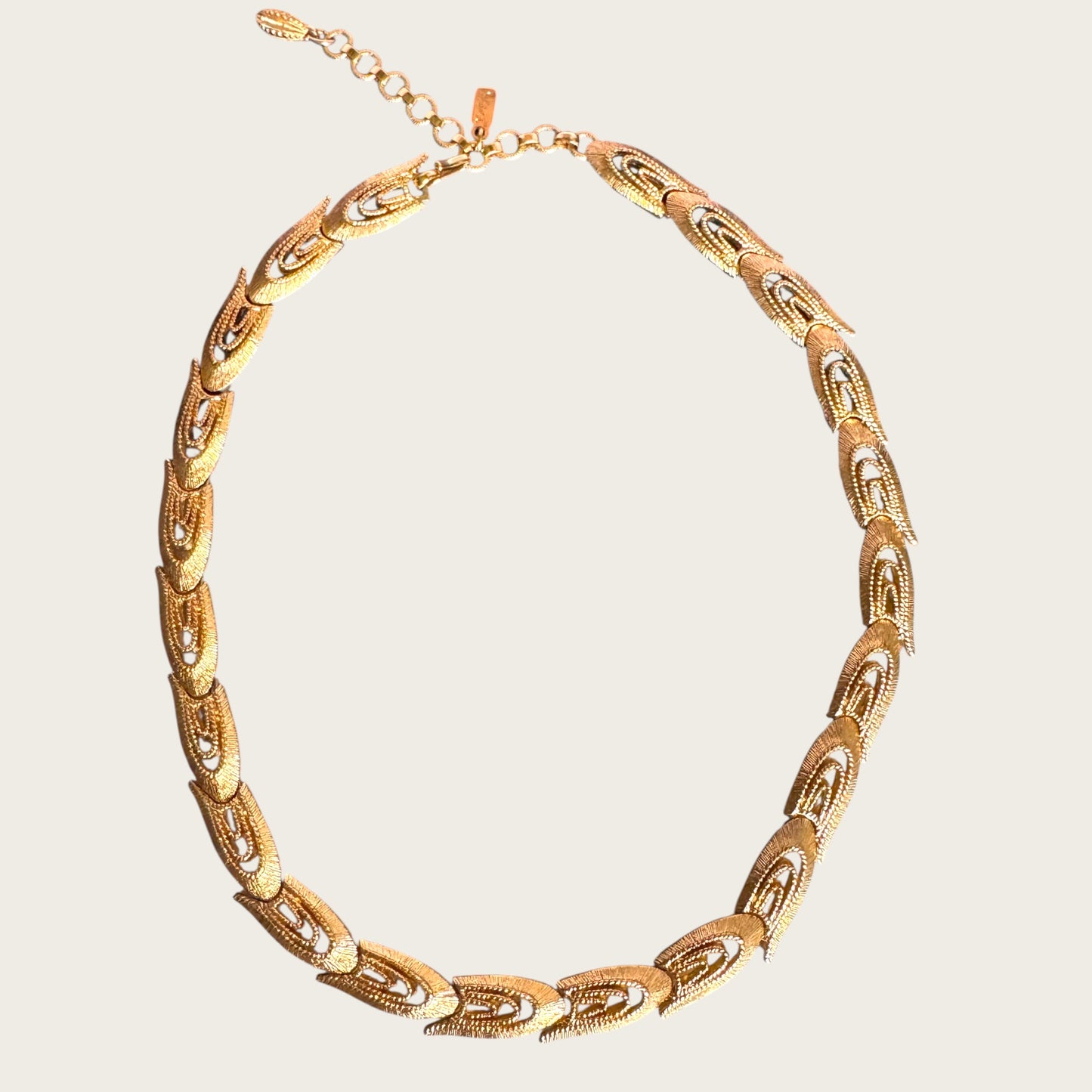 Vintage Monet Sculptural Openwork Articulated Gold Collar Necklace