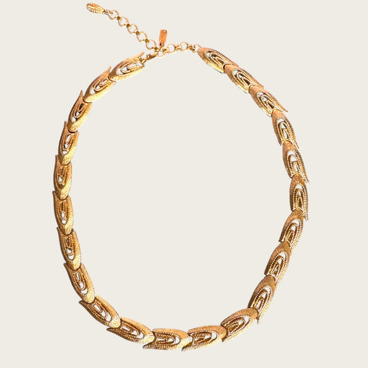 Vintage Monet Sculptural Openwork Articulated Gold Collar Necklace