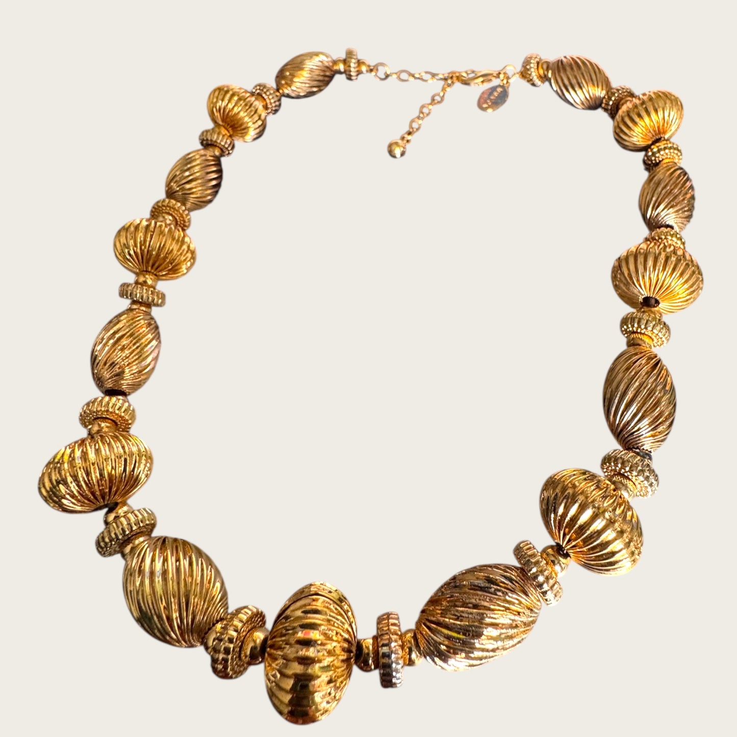 Vintage Metropolitan Museum of Art (MMA) Corrugated Gold Bead Necklace