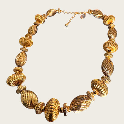 Vintage Metropolitan Museum of Art (MMA) Corrugated Gold Bead Necklace