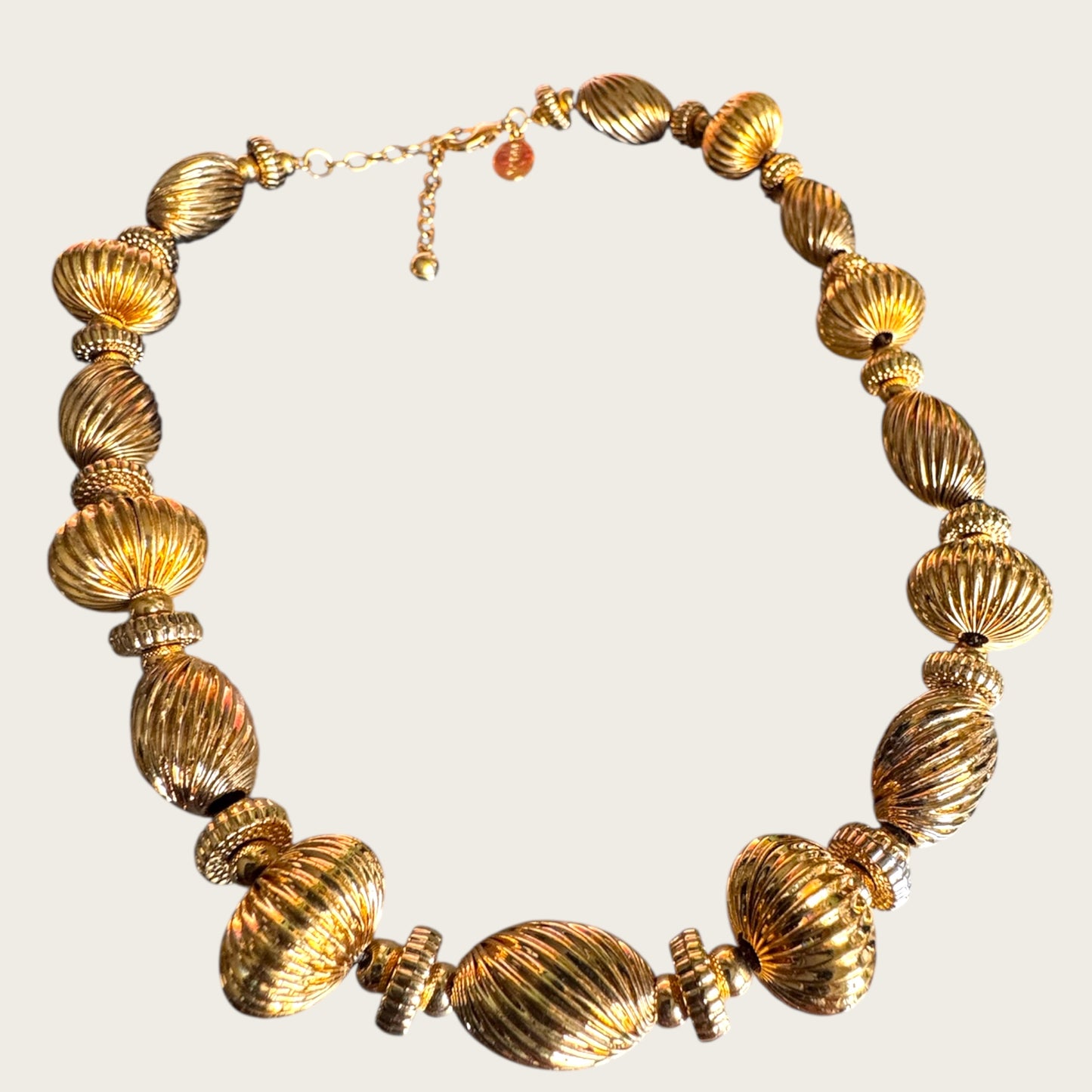 Vintage Metropolitan Museum of Art (MMA) Corrugated Gold Bead Necklace