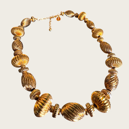 Vintage Metropolitan Museum of Art (MMA) Corrugated Gold Bead Necklace
