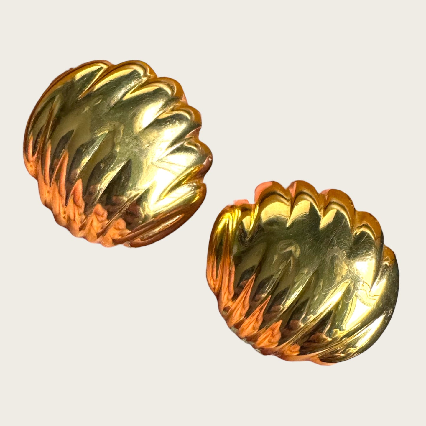 Vintage Monet Sculpted Gold Dome Earrings – Classic Statement