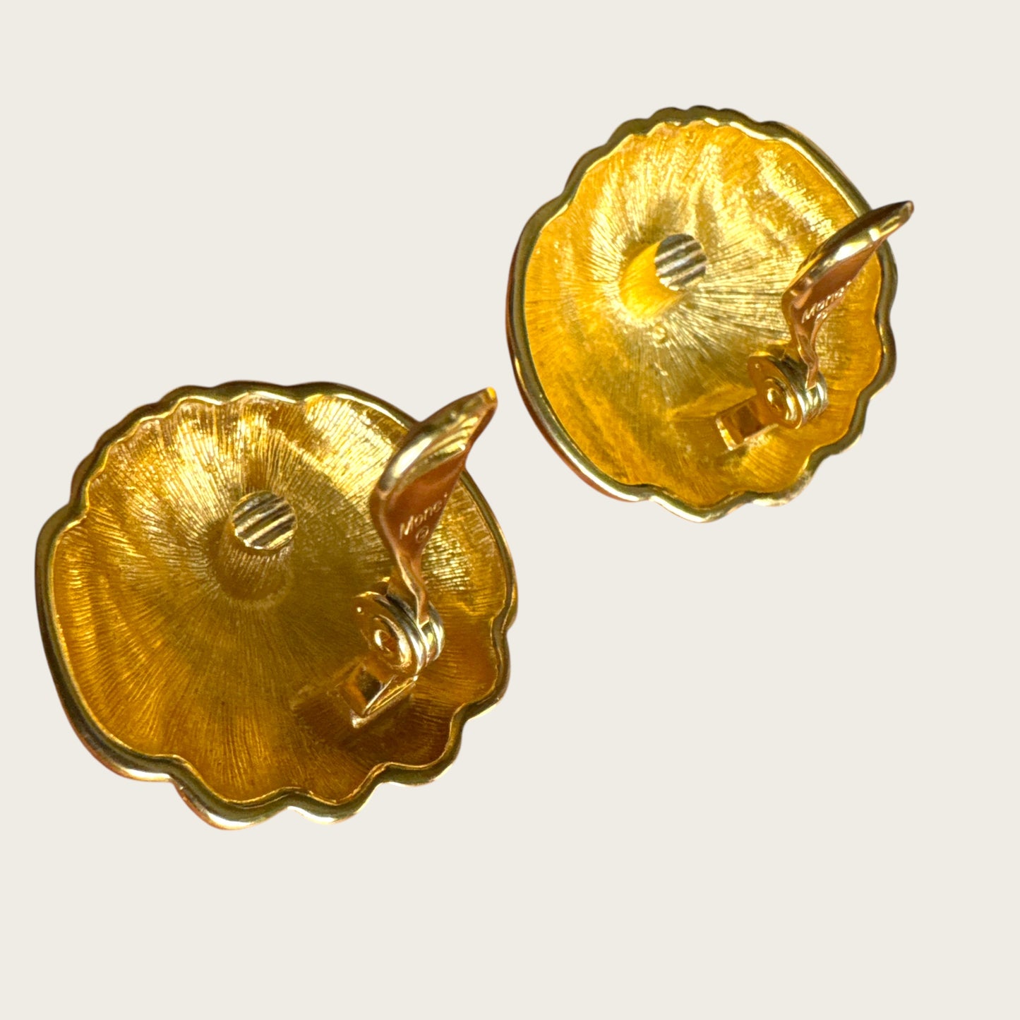 Vintage Monet Sculpted Gold Dome Earrings – Classic Statement