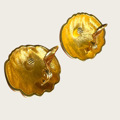 Vintage Monet Sculpted Gold Dome Earrings – Classic Statement