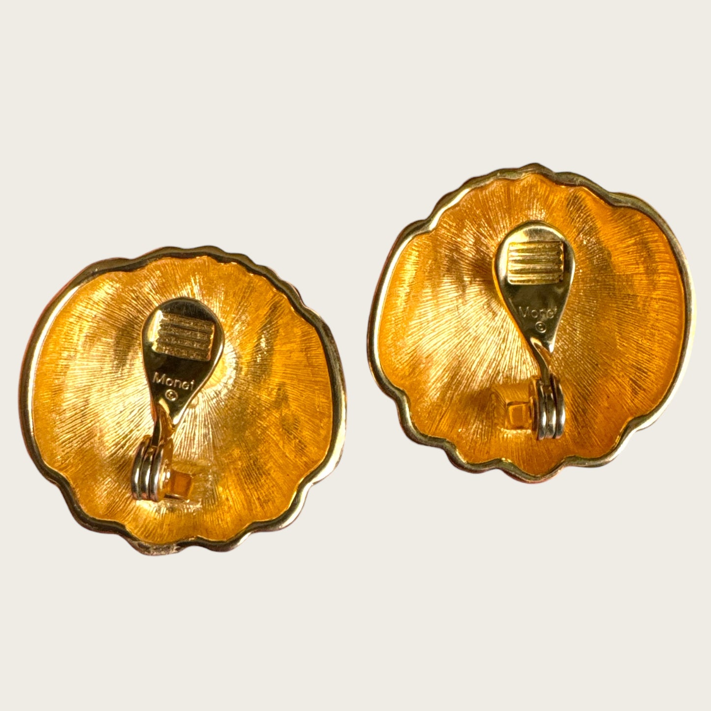 Vintage Monet Sculpted Gold Dome Earrings – Classic Statement