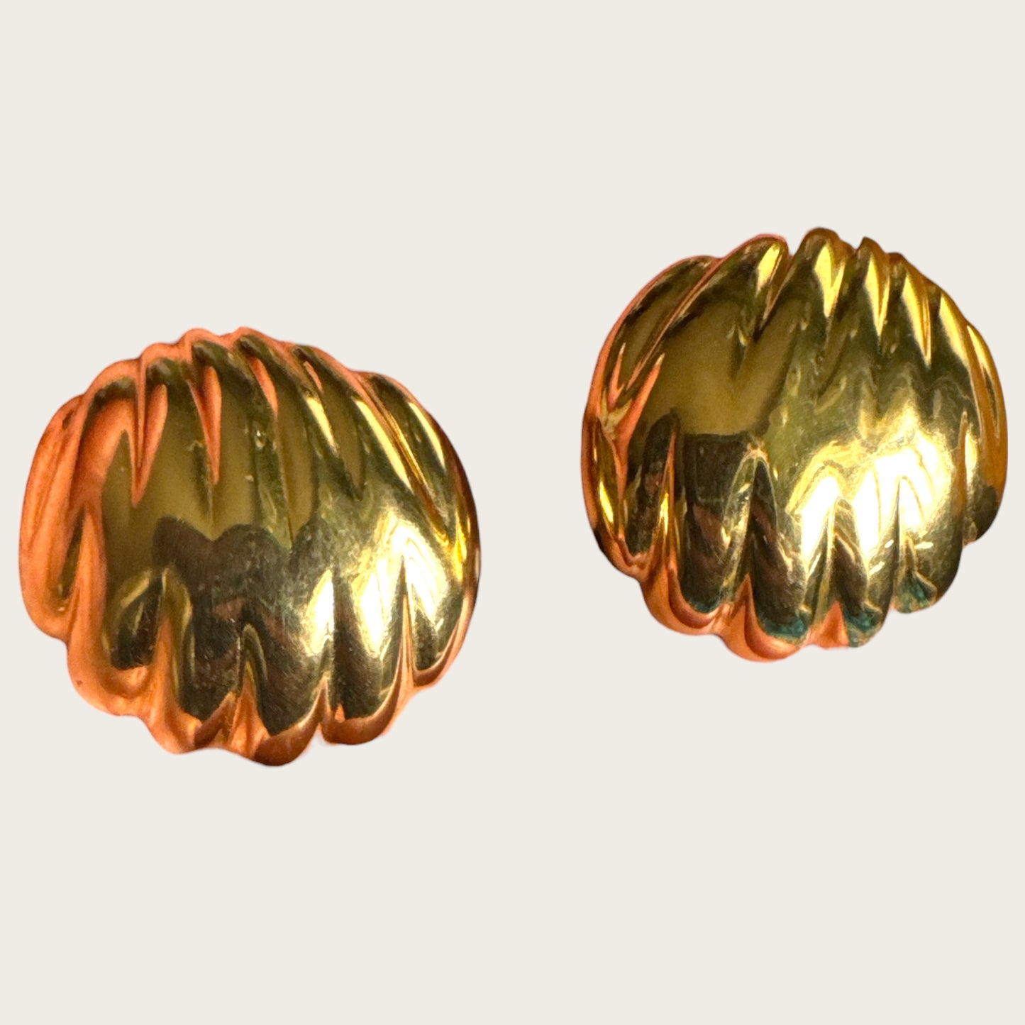 Vintage Monet Sculpted Gold Dome Earrings – Classic Statement