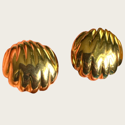Vintage Monet Sculpted Gold Dome Earrings – Classic Statement