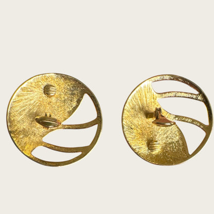 Vintage Monet Mint Green Enamel & Openwork Gold Dome Earrings