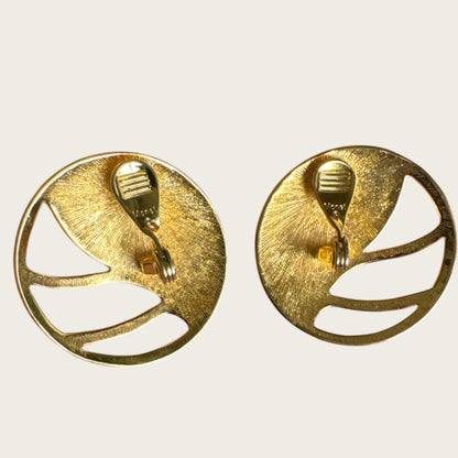 Vintage Monet Mint Green Enamel & Openwork Gold Dome Earrings