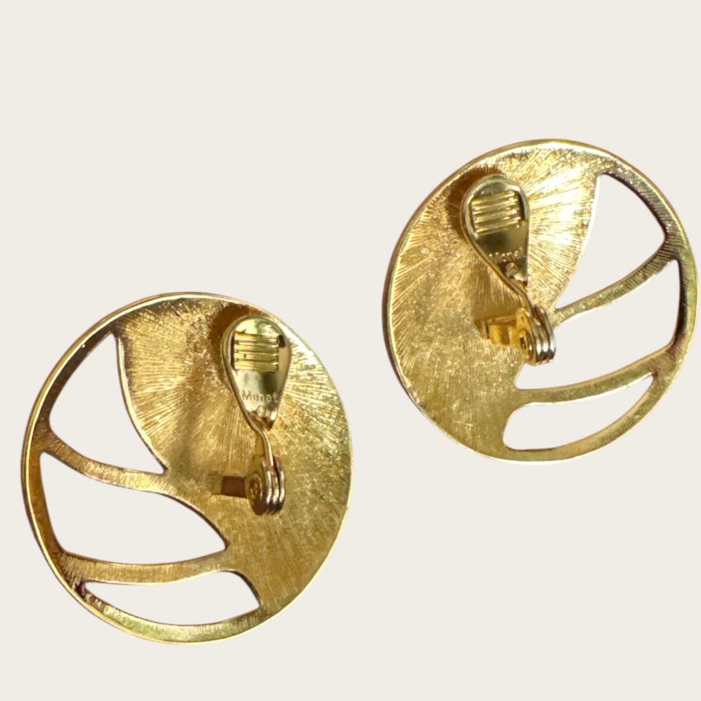 Vintage Monet Mint Green Enamel & Openwork Gold Dome Earrings