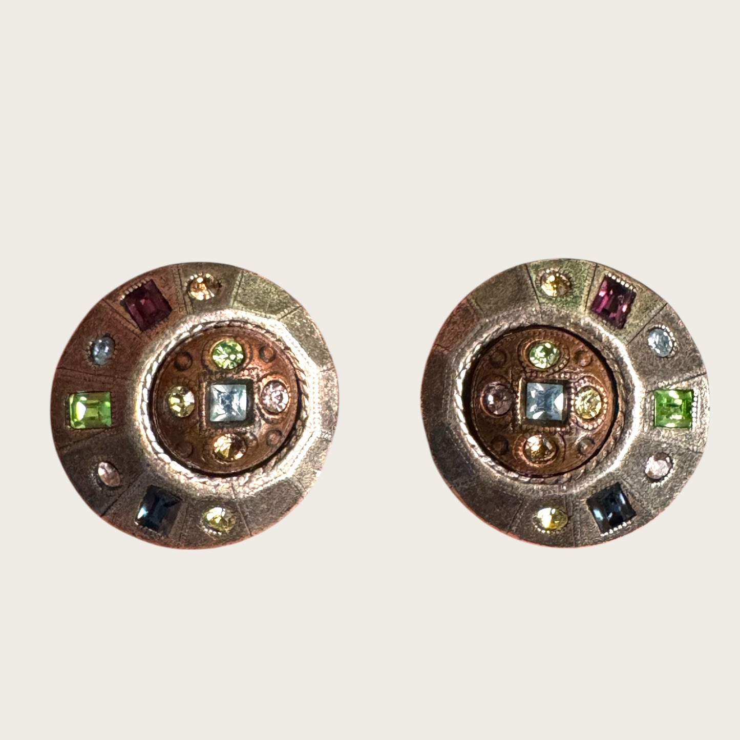 Patricia Locke Austrian Crystal Asymmetrical Mini Dome Earrings