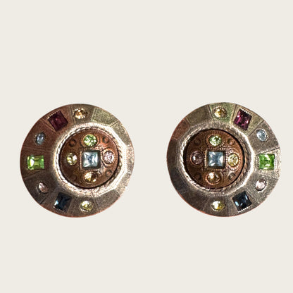Patricia Locke Austrian Crystal Asymmetrical Mini Dome Earrings