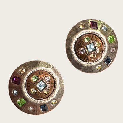 Patricia Locke Austrian Crystal Asymmetrical Mini Dome Earrings