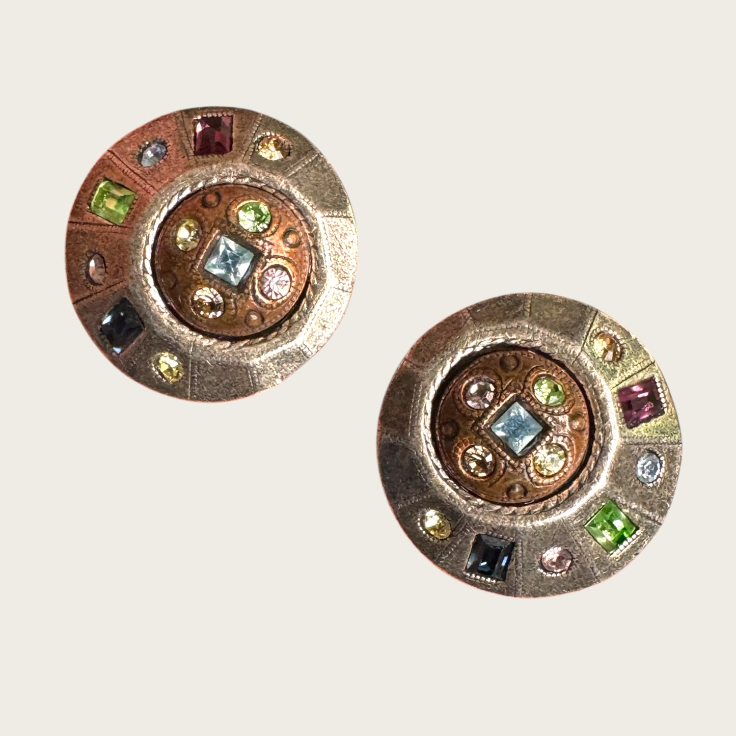Patricia Locke Austrian Crystal Asymmetrical Mini Dome Earrings