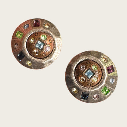 Patricia Locke Austrian Crystal Asymmetrical Mini Dome Earrings