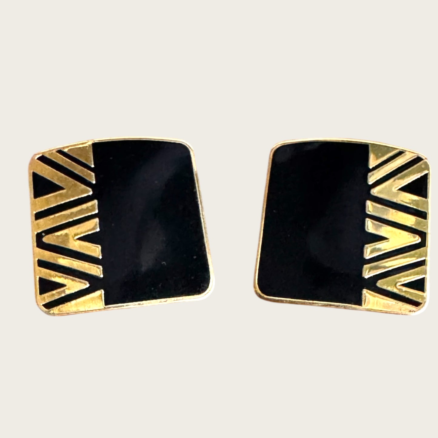 Vintage Laurel Burch “NAITO” Geometric Enamel Earrings