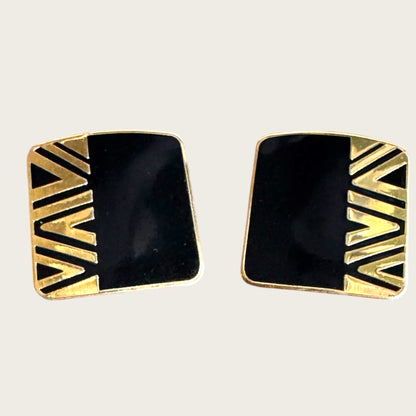 Vintage Laurel Burch “NAITO” Geometric Enamel Earrings