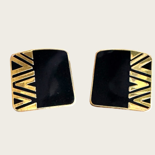 Vintage Laurel Burch “NAITO” Geometric Enamel Earrings