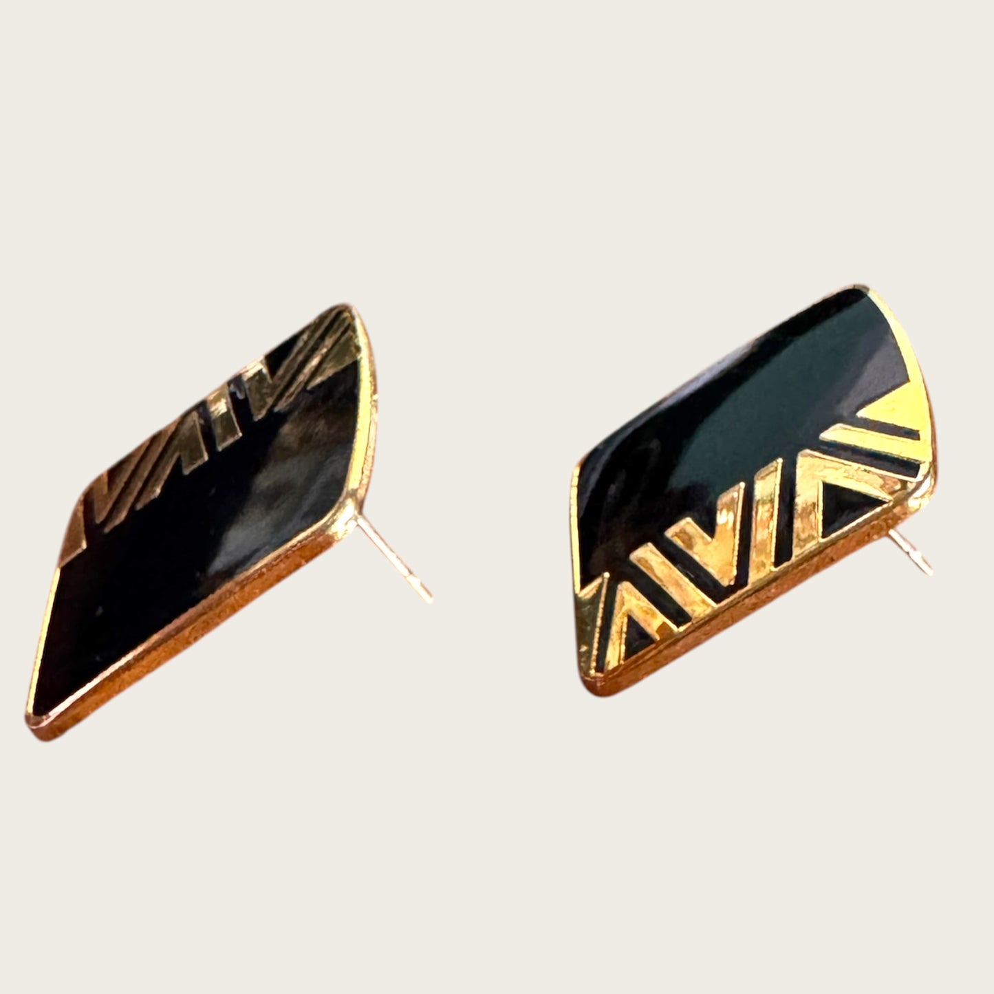 Vintage Laurel Burch “NAITO” Geometric Enamel Earrings