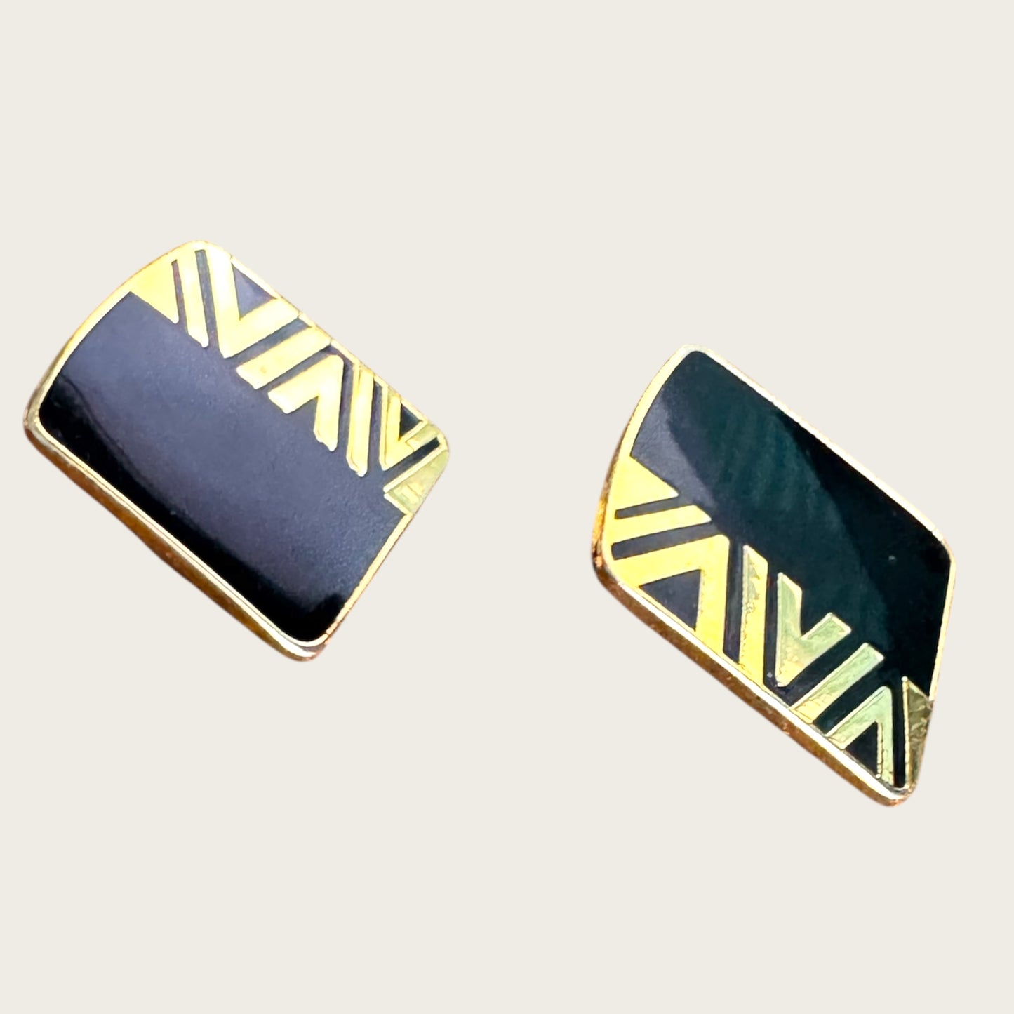 Vintage Laurel Burch “NAITO” Geometric Enamel Earrings