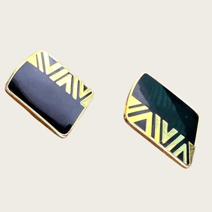 Vintage Laurel Burch “NAITO” Geometric Enamel Earrings