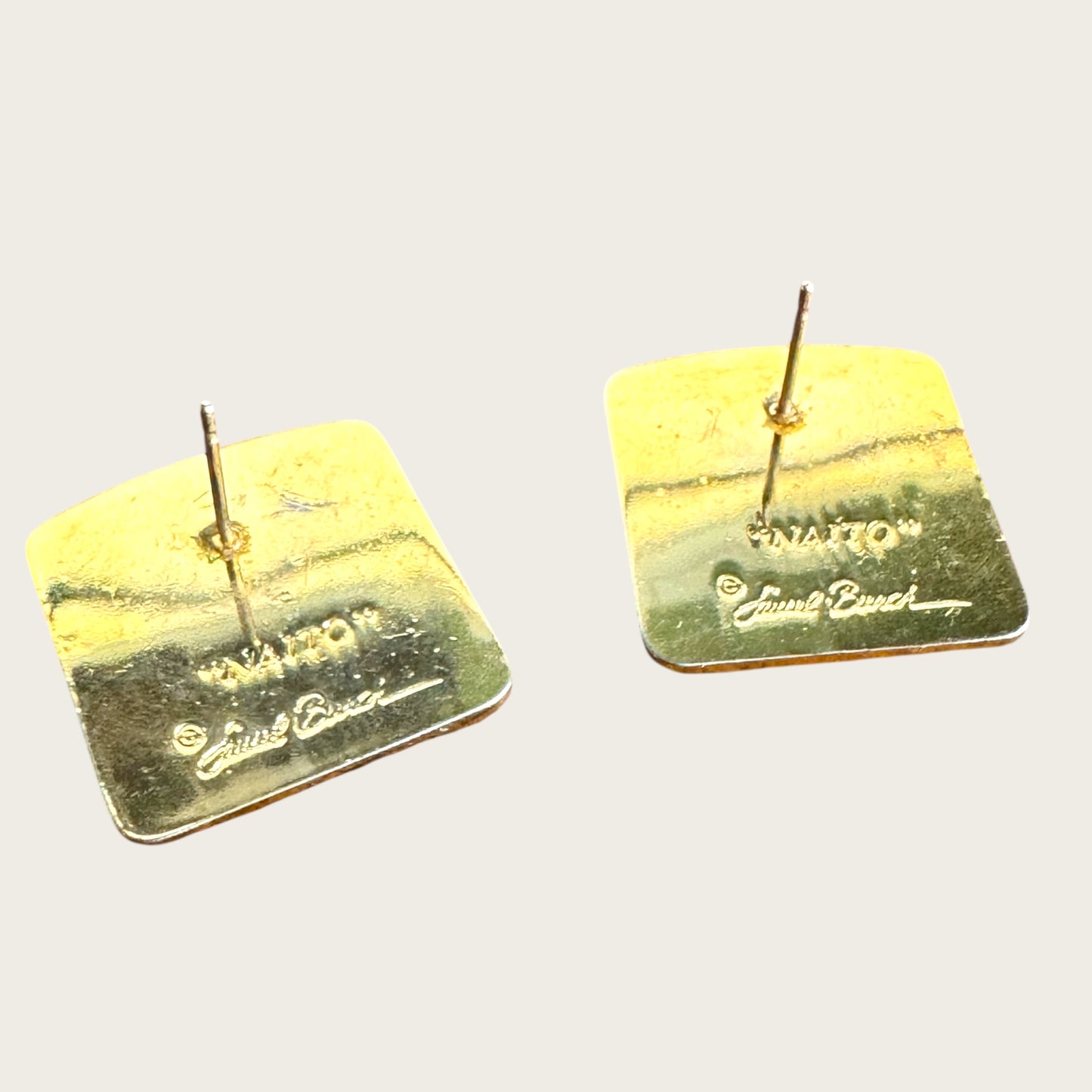 Vintage Laurel Burch “NAITO” Geometric Enamel Earrings