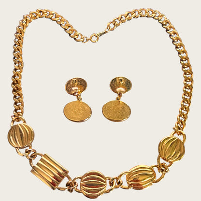 Vintage 1980s Signed Avon Cobalt Blue Glass & Lucite Necklace and Earring Set