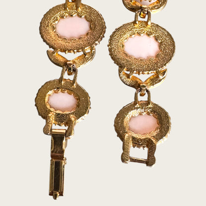 Vintage Pale Pink Glass Cabochon Statement Necklace