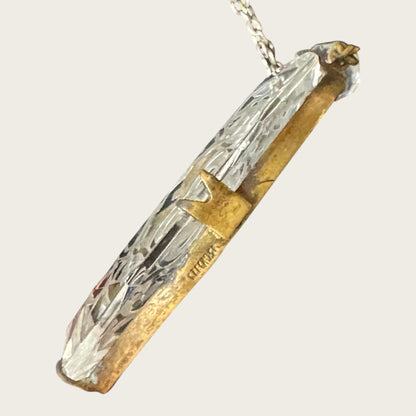Antique Signed Czechoslovakia Intaglio Glass Pendant Necklace – Art Deco Drop
