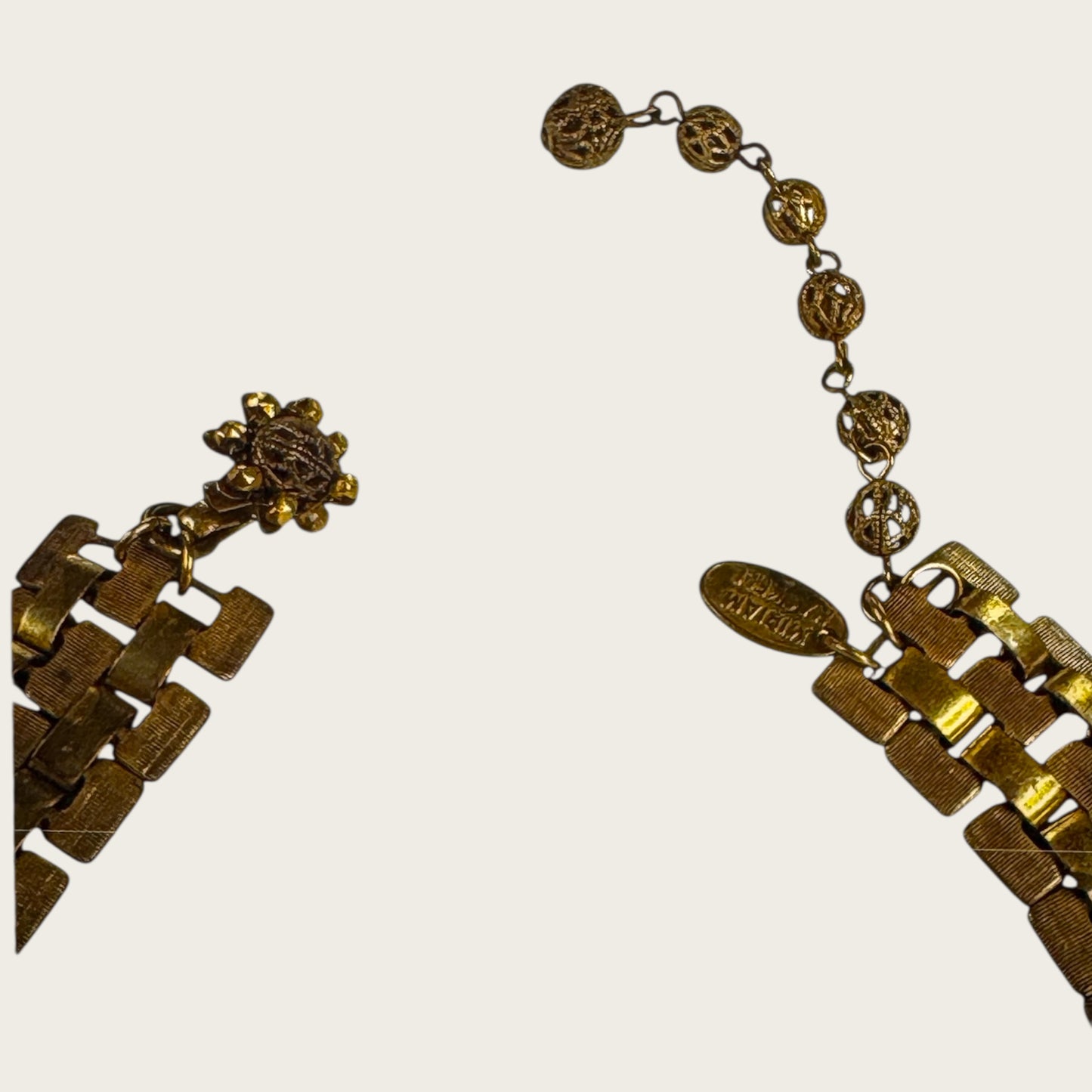 Rare 1950s Signed Miriam Haskell Gold Gilt Chunky Link Choker Necklace