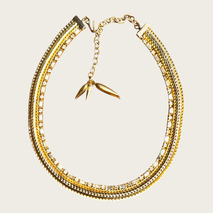 Vintage Hattie Carnegie Signed RhinestoneHattie Carnegie Multi-Strand Gold-Tone & Rhinestone Choker Necklace, Mid-Century