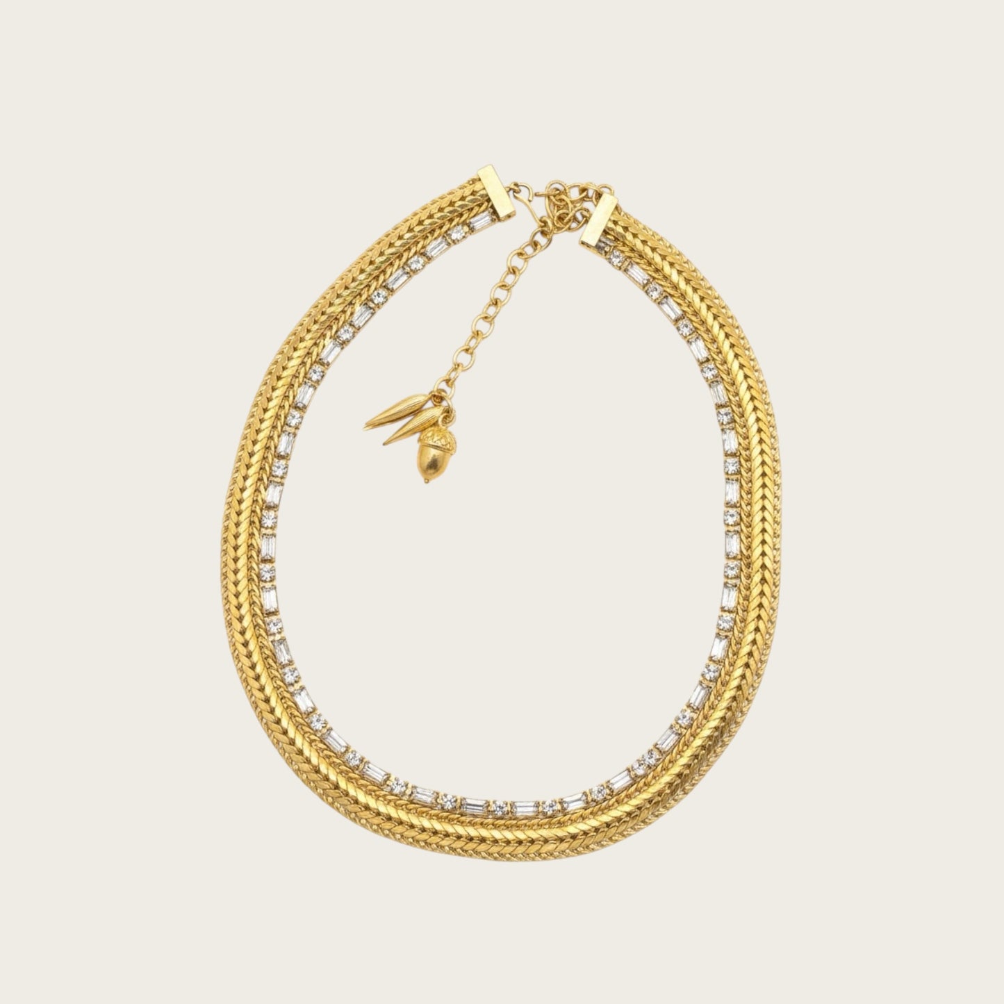 Vintage Hattie Carnegie Signed RhinestoneHattie Carnegie Multi-Strand Gold-Tone & Rhinestone Choker Necklace, Mid-Century